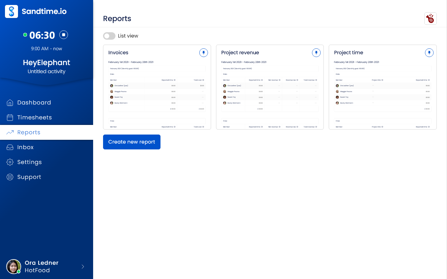 Reports overview