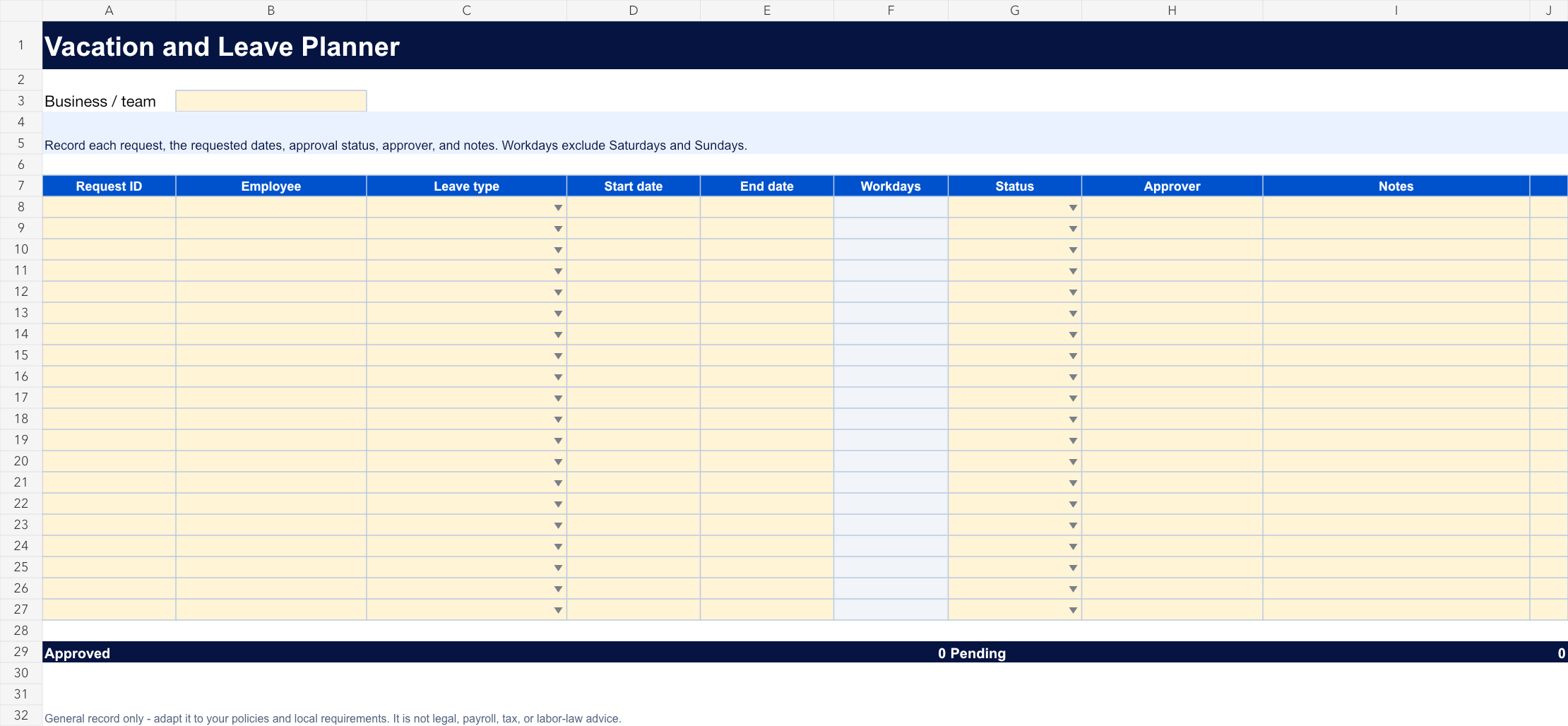 Free vacation and leave planner preview